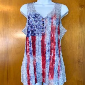 New GNW Indigo patriotic henley v-neck tank top